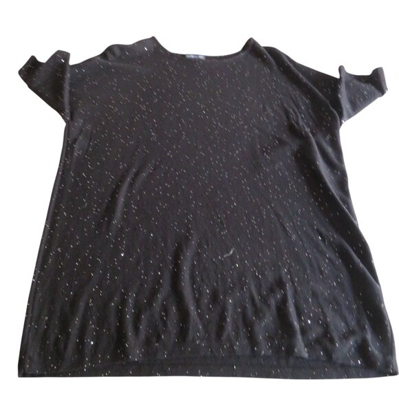 🎉HP🎉Eileen Fisher Black Wool, Short Sleeve Top w/Tiny Silver Sequins, Large, EUC - Picture 12 of 12